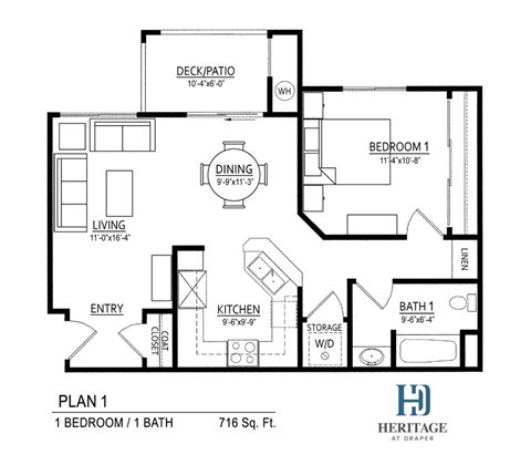Heritage at Draper Apartments in Draper, Utah 1A Floor Plan